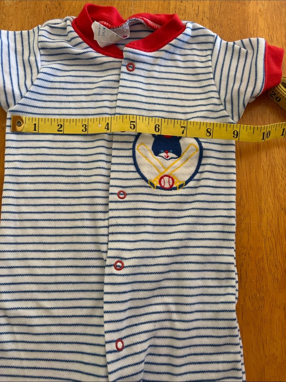 Vintage Baby Cuddle Time Bear Baseball Pajamas 6-12 months